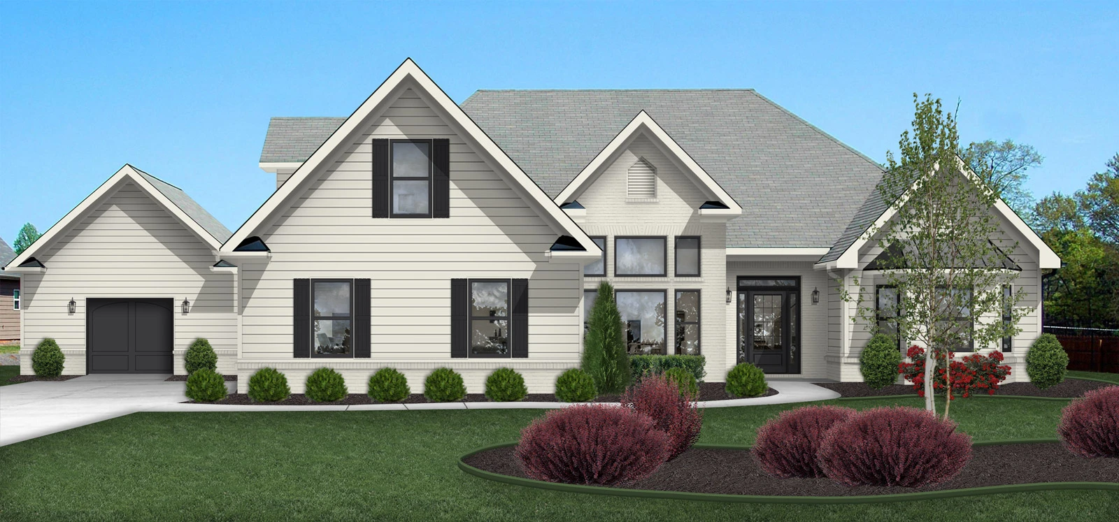 Modern farmhouse exterior refreshed with new paint color