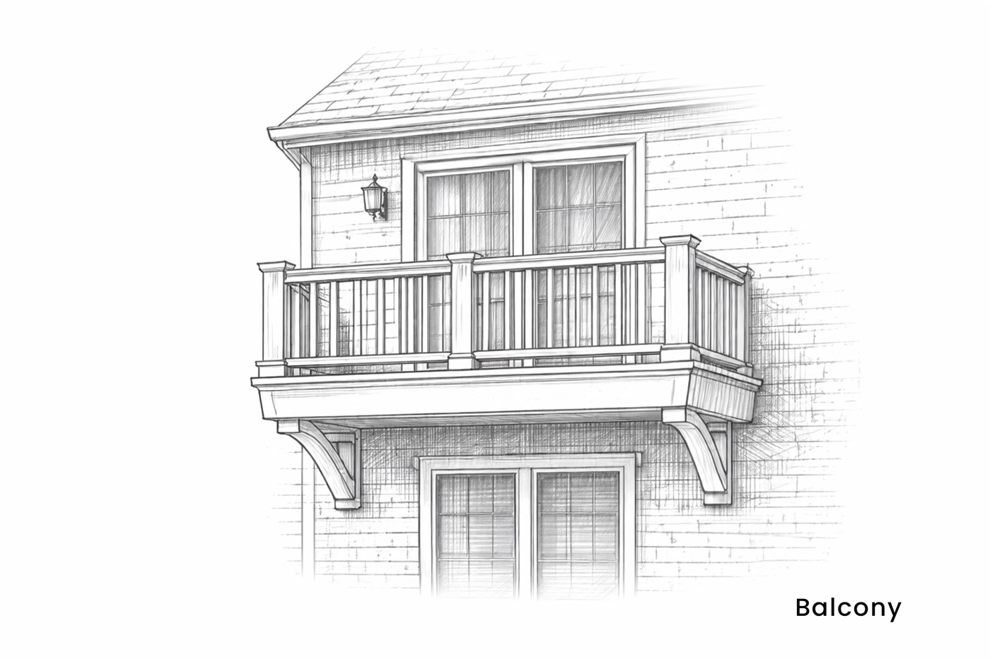 Balcony diagram illustrating elevated exterior platform