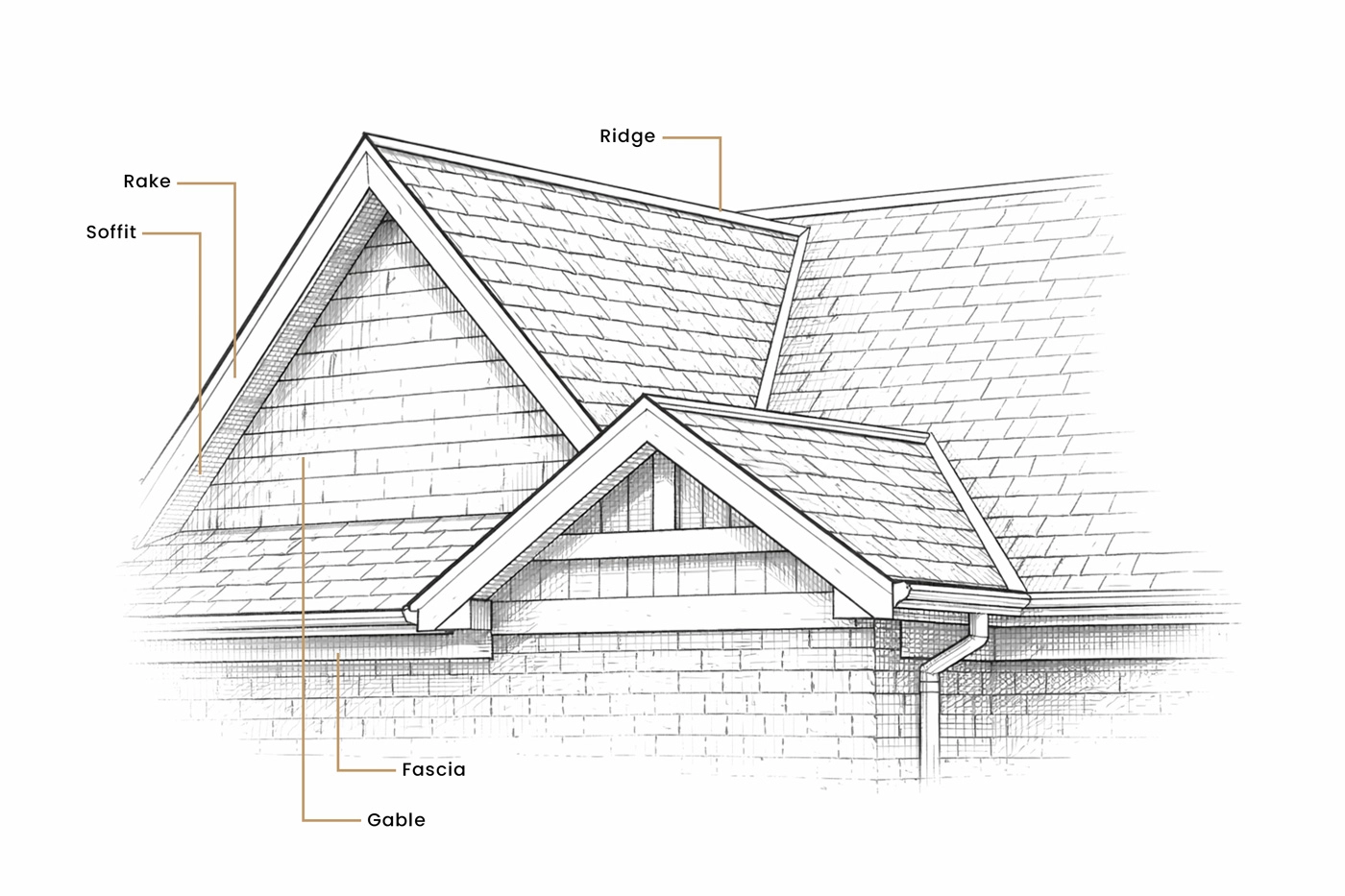 Roof structure diagram showing main roof components